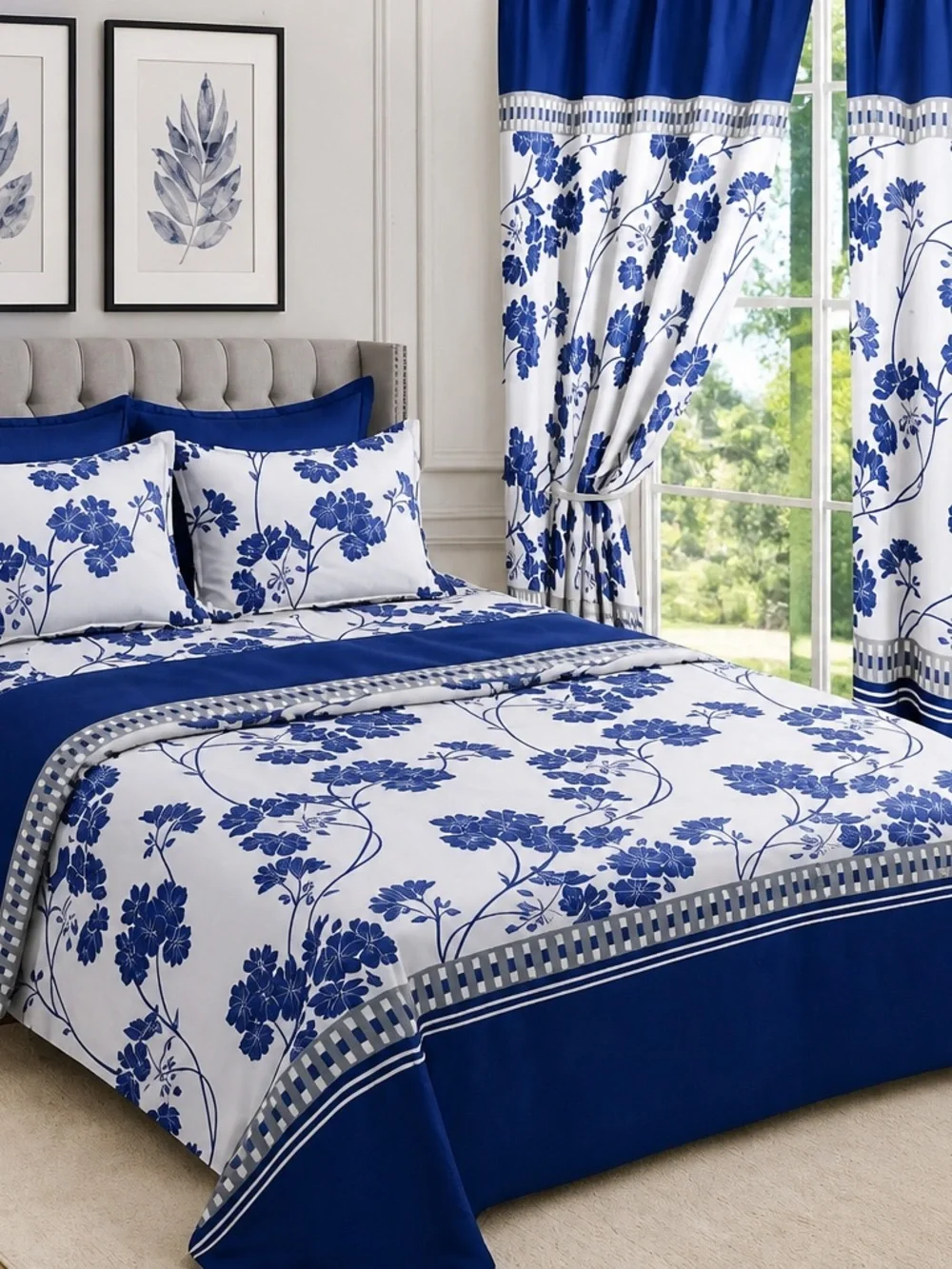Blue Floral Duvet Cover Set by